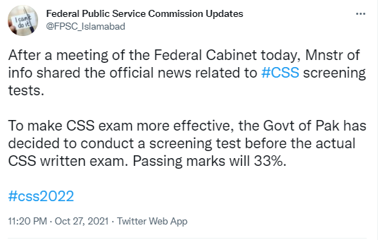 CSS 2022 screening test